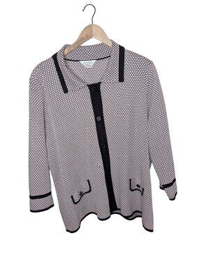 Exclusively Misook Womens Pink Black Honeycomb knit Blazer Jacket 3X